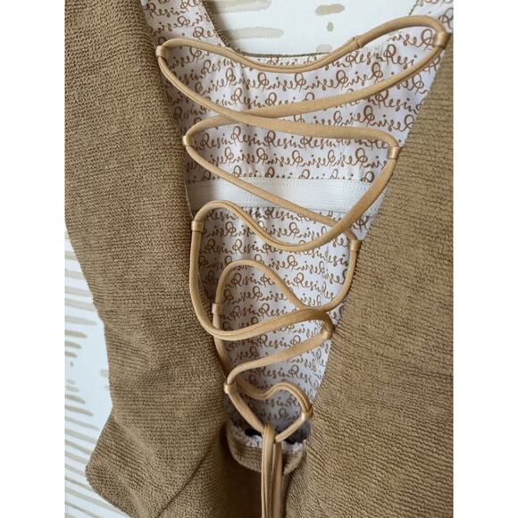 Free People x Resin Women’s Small Obsidian Cream Full One Piece Swim Suit - Picture 7 of 9